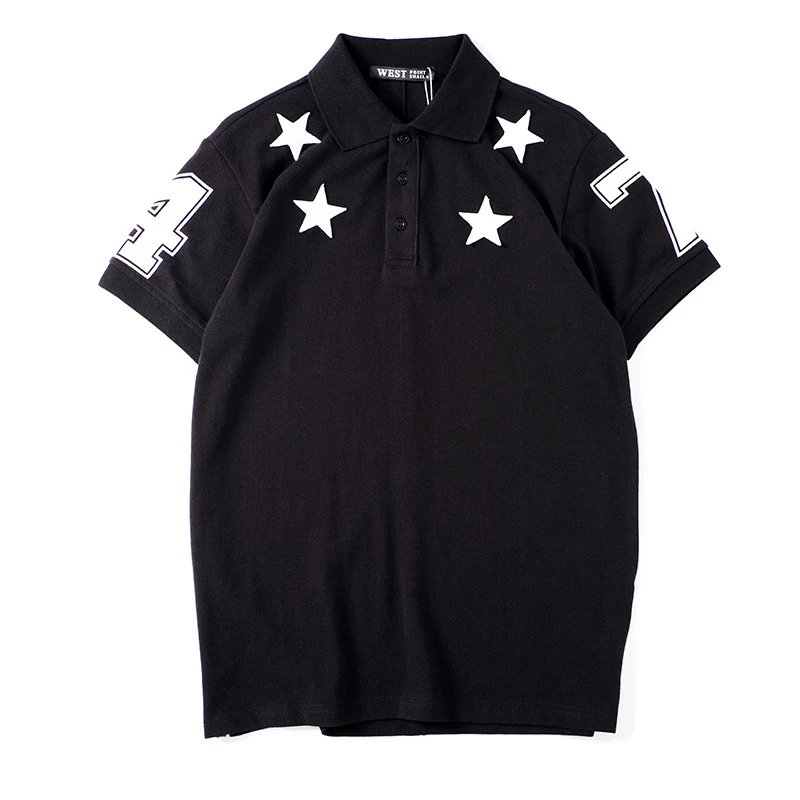 Embossed five-pointed star men’s and women’s pure cotton polo shirt