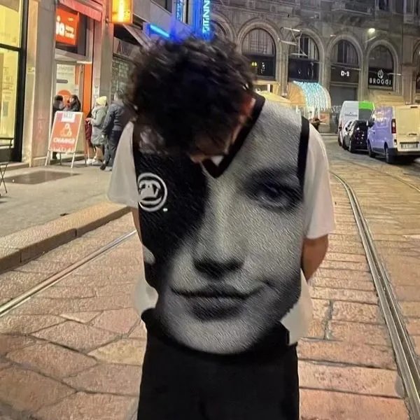 Stu Spoof Face Vest Maillard American Outwear Knitting Vest Jacquard Sweater Street Men and Women