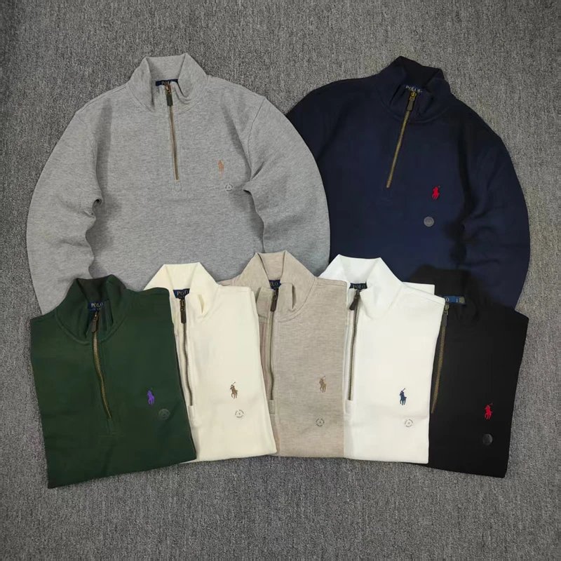 1/4 zip classic sweatshirt with veet inside pony logo half zip hoodie A