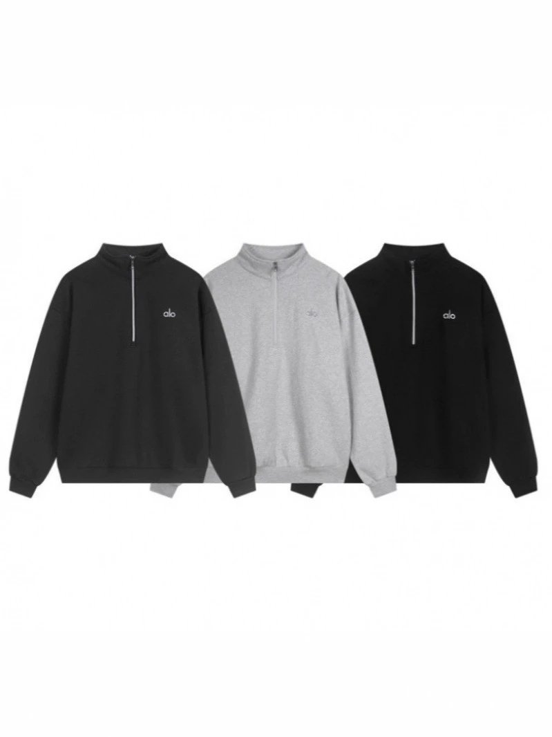Cross-border alo sweatshirt for men and women autumn and winter yoga loose stand-up collar slim jacket fitness sports top men’s trendy
