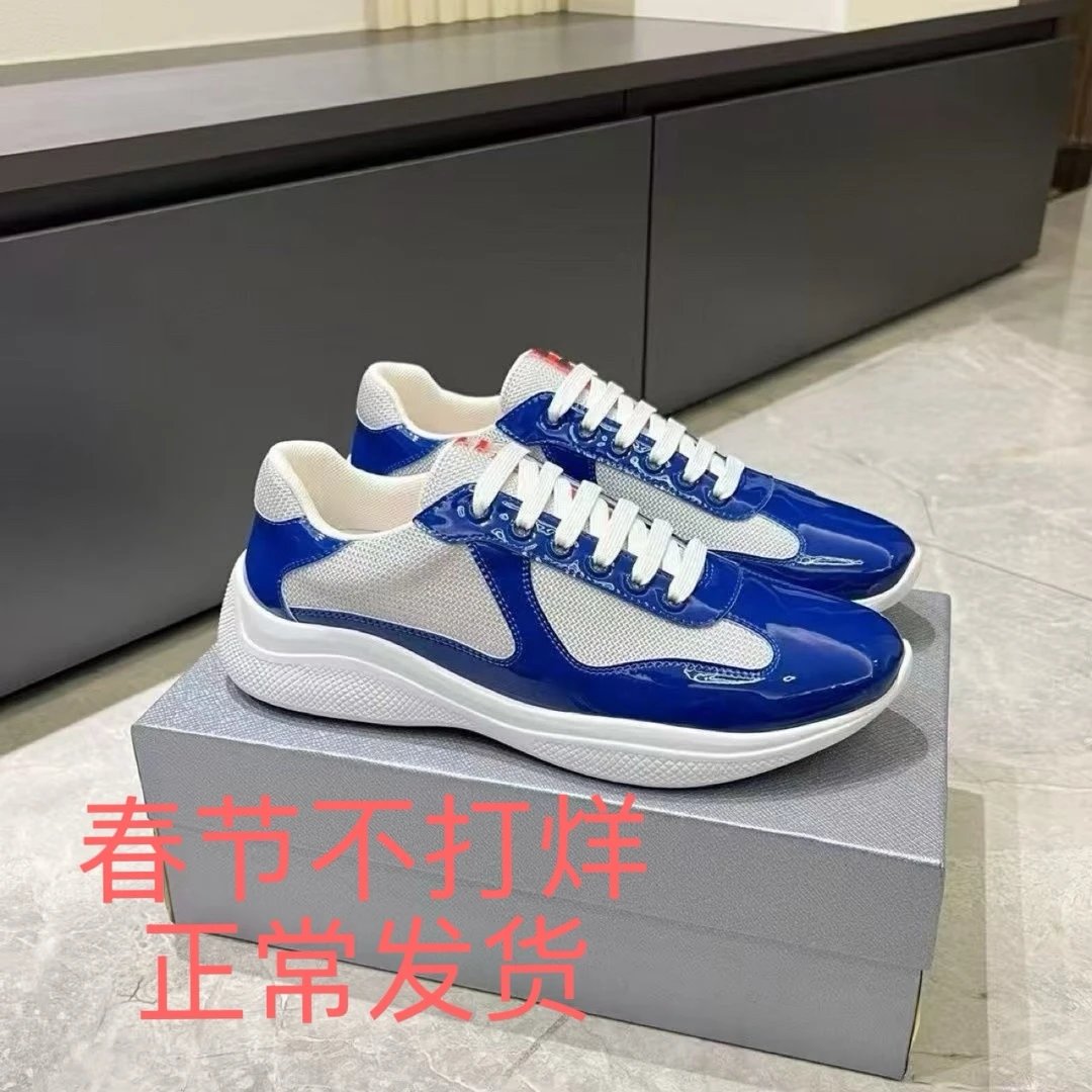 Instant delivery of foreign trade Americas cup P home bright leather mesh breathable casual fashion sports patent leather men’s shoes