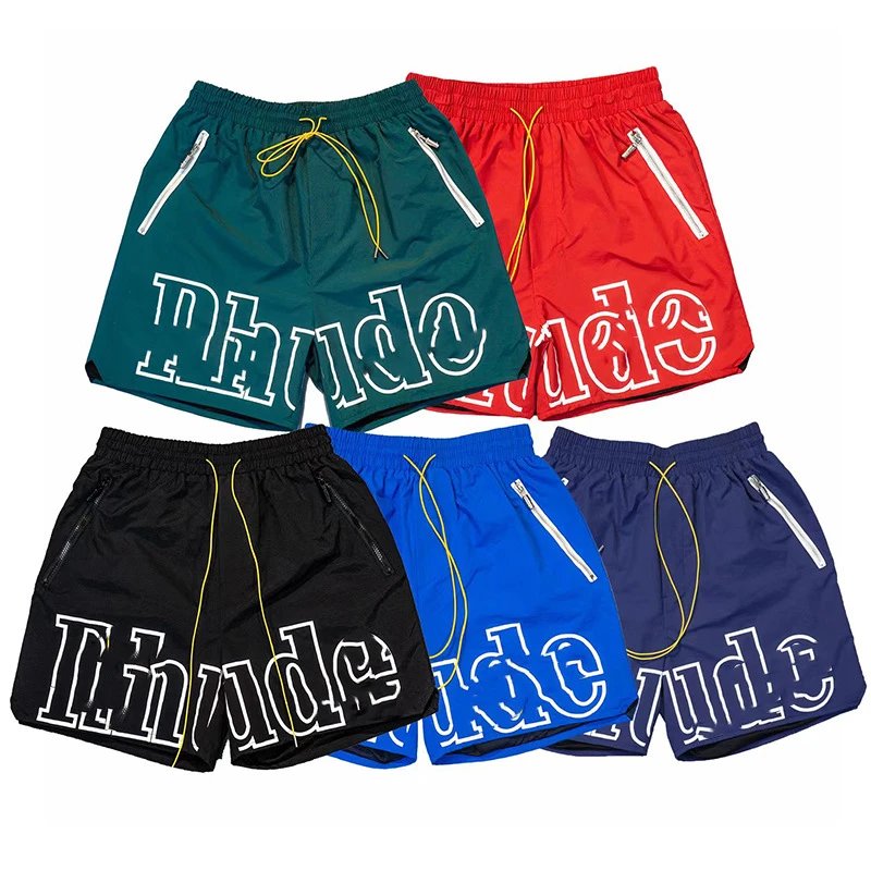 American trendy hip-hop letter print red casual shorts men’s summer loose wide-leg basketball sports five-point pants