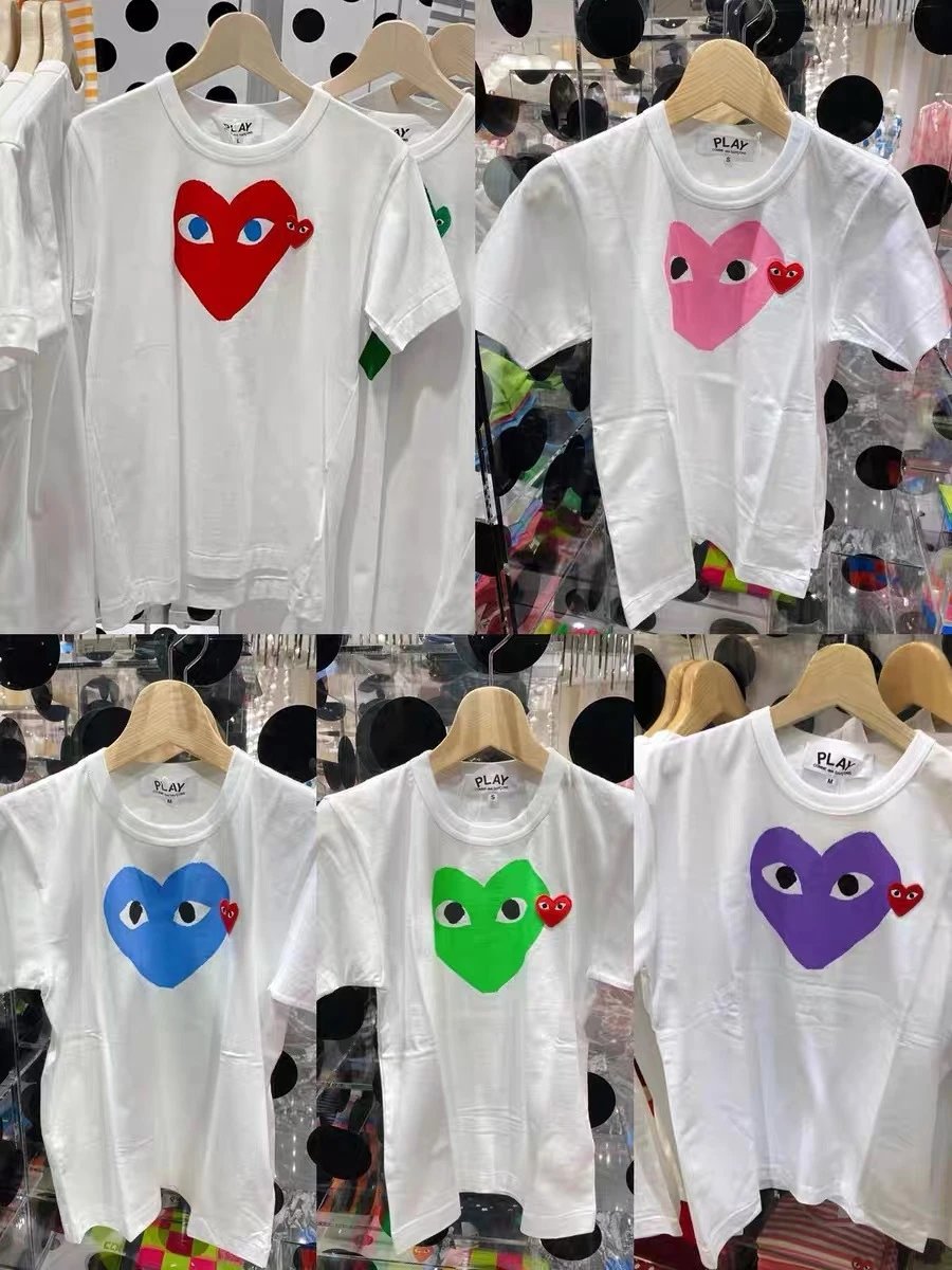 Cross-border Hot Japanese New Couple T-shirt Kawakyu Caring Men’s and Women’s Short Sleeve CDG Print Play Bao Ling