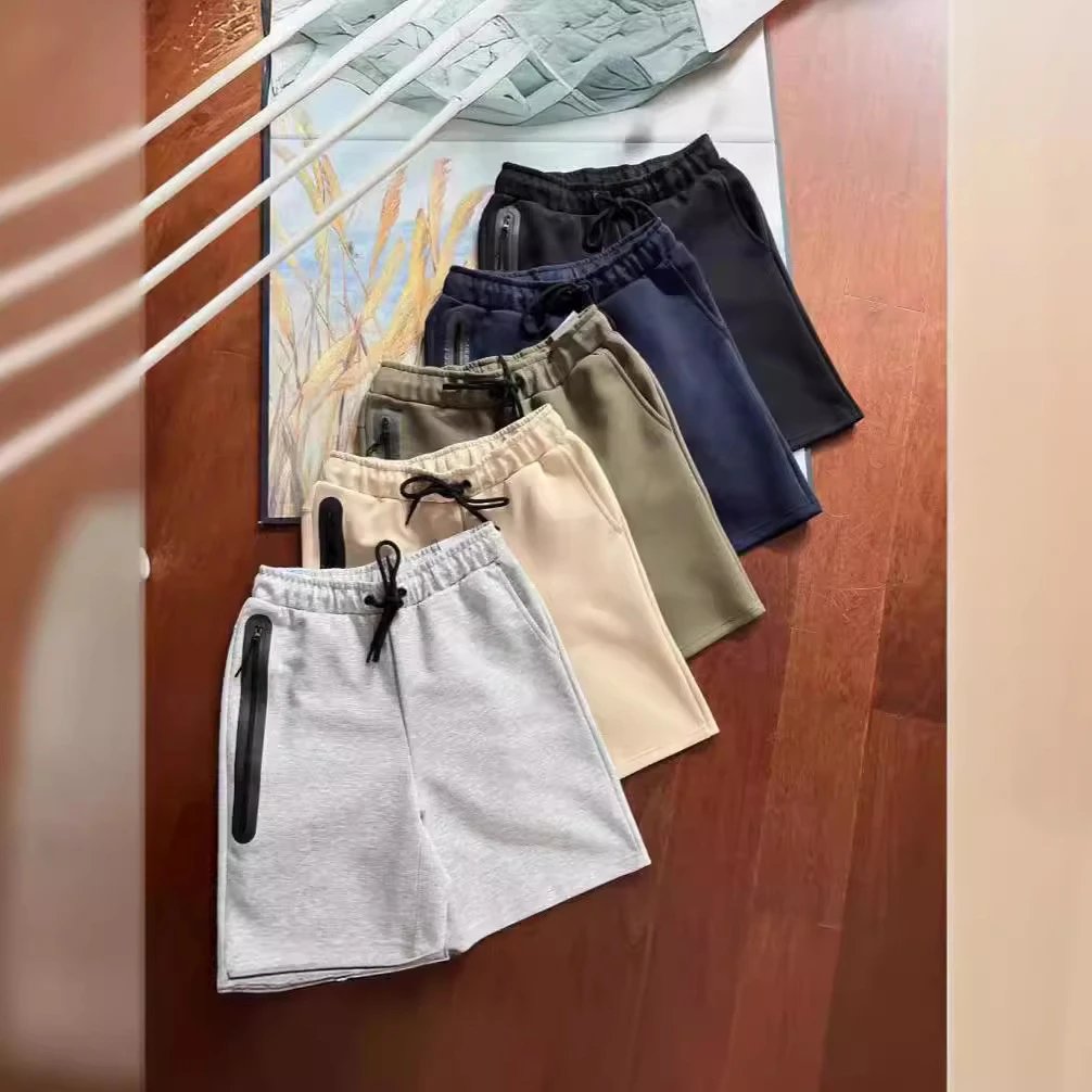 2024 summer new men’s knitted multicolor front side laminated zipper sports shorts five-point pants 172