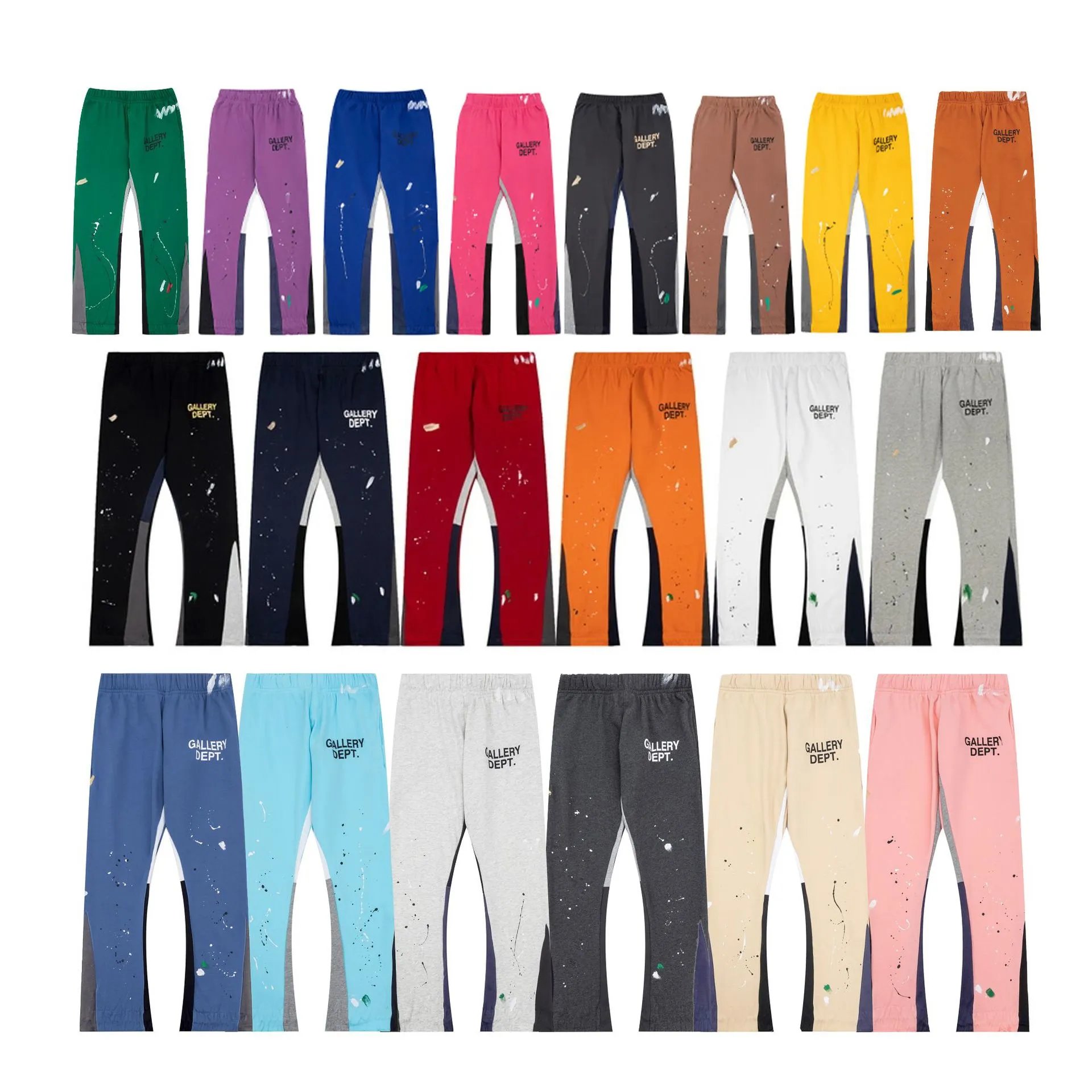 GalleryDept High Quality Hand Painted Patchwork Drawstring Sweatpants Casual Men’s Trousers Trend Design Cotton