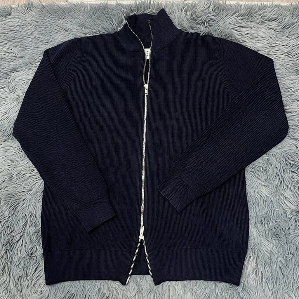 Ma Jia four-corner cardigan zipper half turtleneck sweater men’s design is loose, casual, laid-back, spring and autumn knitwear, versatile
