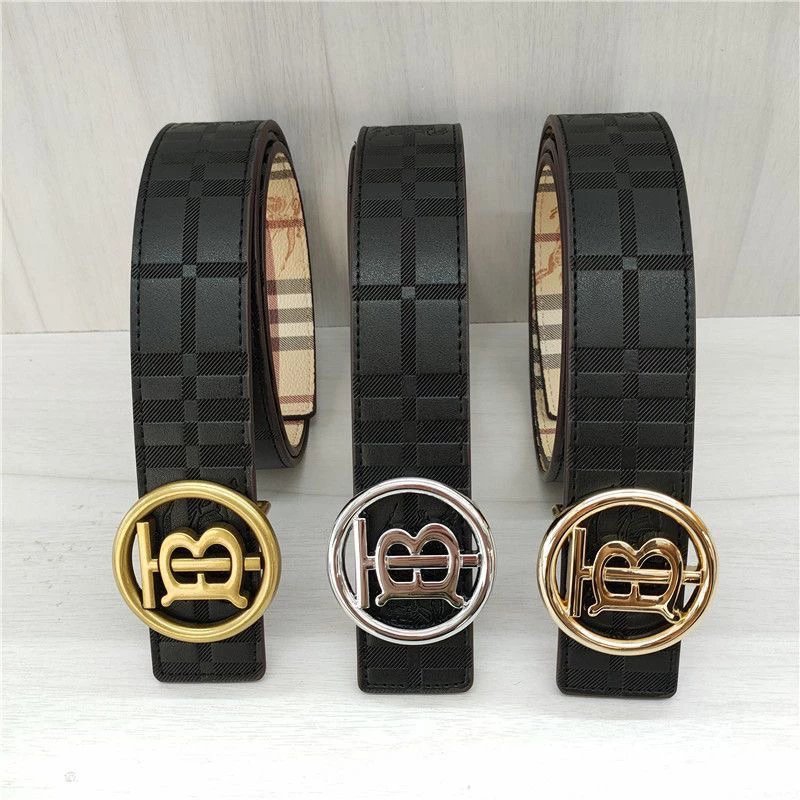 New double-sided belt, men’s belt, versatile letter, smooth buckle, Korean style, casual, stylish, high-end belt