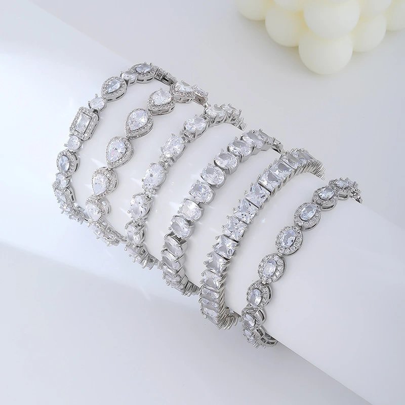 [DX350] Rhinestone Set Bracelet Retro Simple Copper Bracelet Hand Jewelry