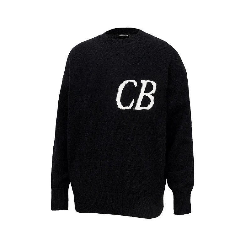 Cross-border new CB niche minimalist letter logo jacquard loose round neck men’s and women’s all-match sweater trendy brand top trendy