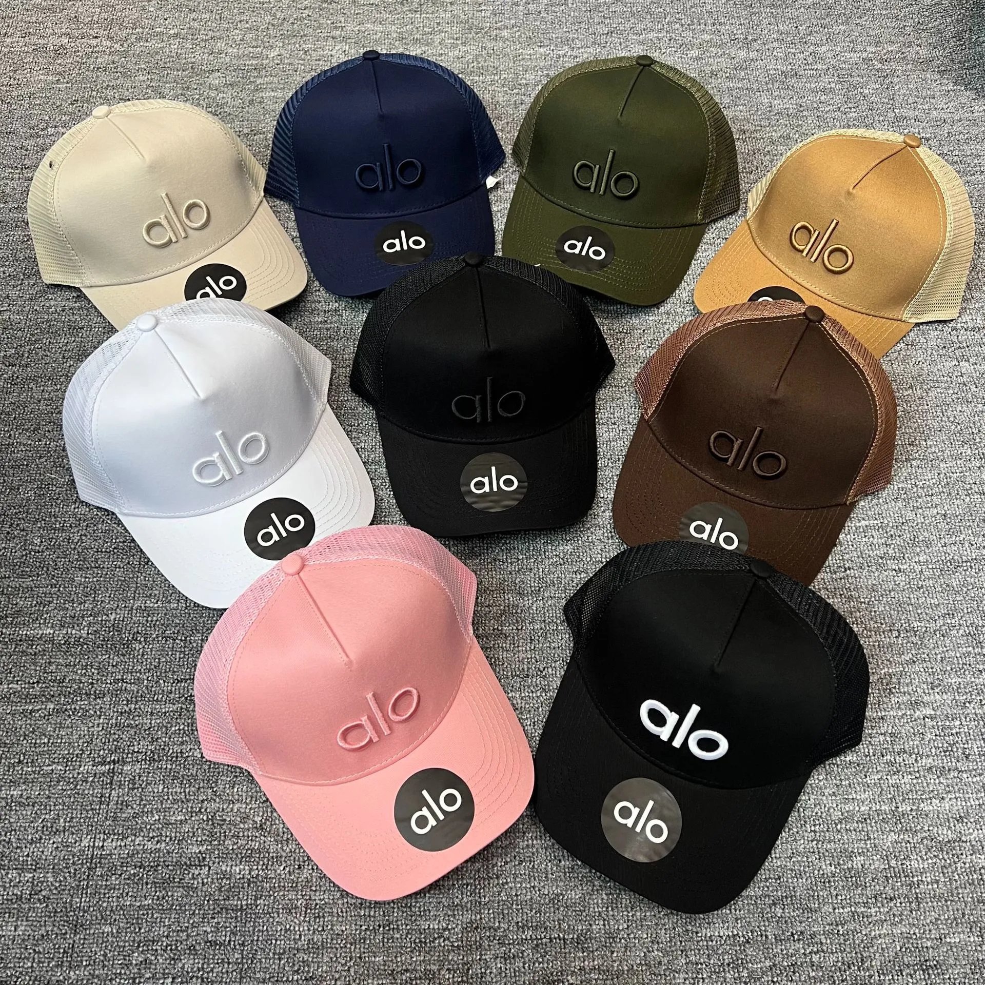ALO new mesh hat, men’s and women’s hard top, no top baseball cap, cap, couple’s breathable sports sunscreen sun hat