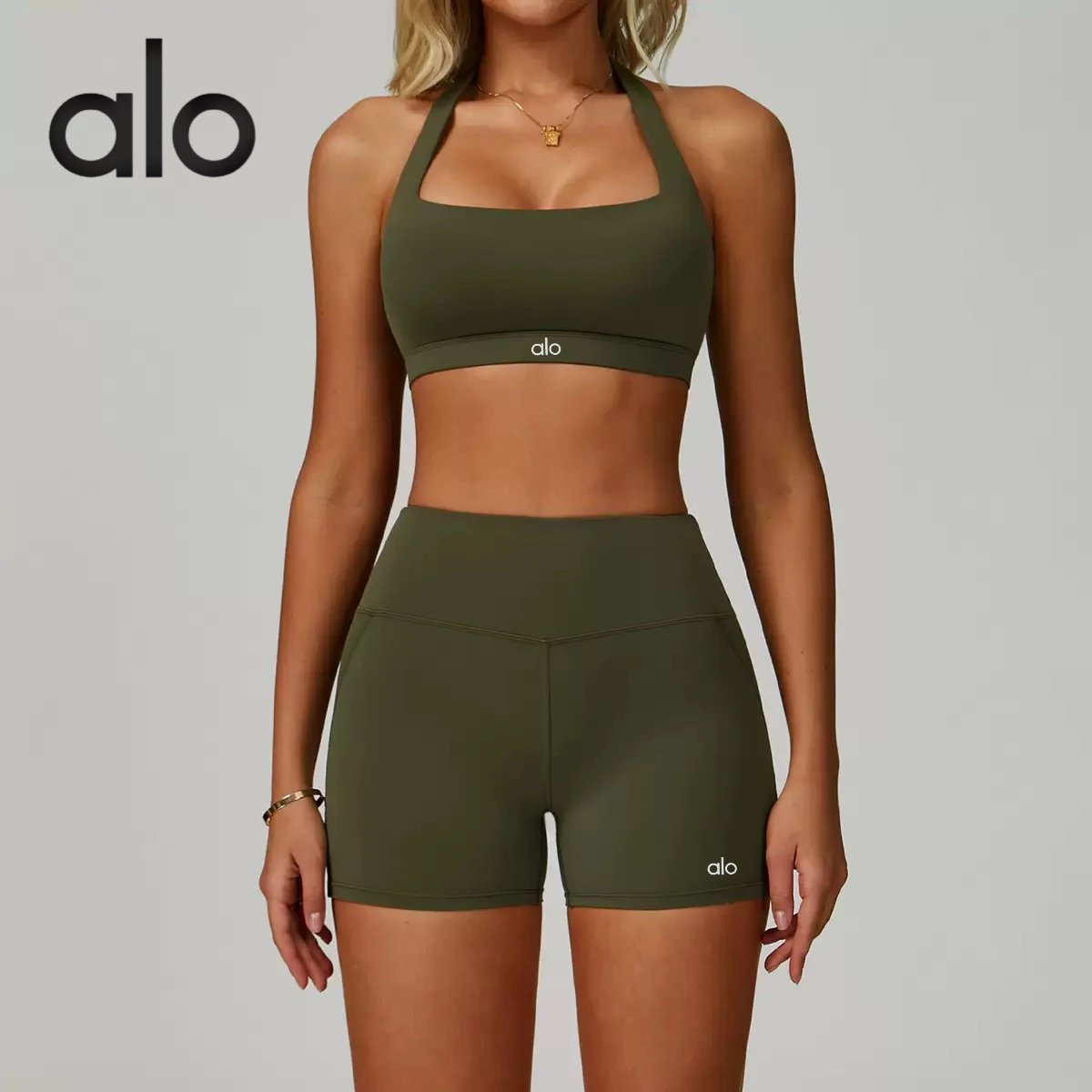 ALO YOGA WEAR QUICK DRY LEATHER SPORTS FITNESS SUIT WOMEN’S HIGH STRENGTH SLIM PANTS 2024 NEW SPRING AND AUTUMN SHORTS