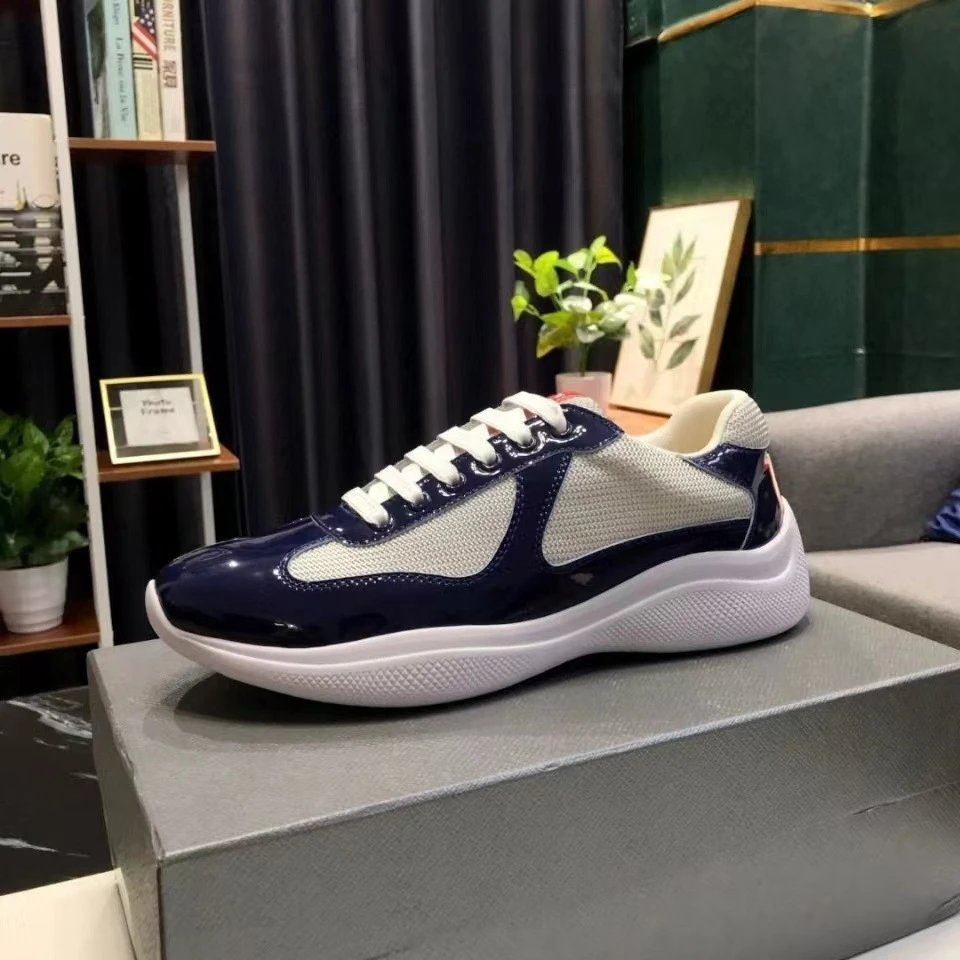 P Family Summer Stock Blue Leather Flat Heel Casual Natural Leather Low-top Trendy Shoes Round Toe Versatile Foreign Trade Shoes 8