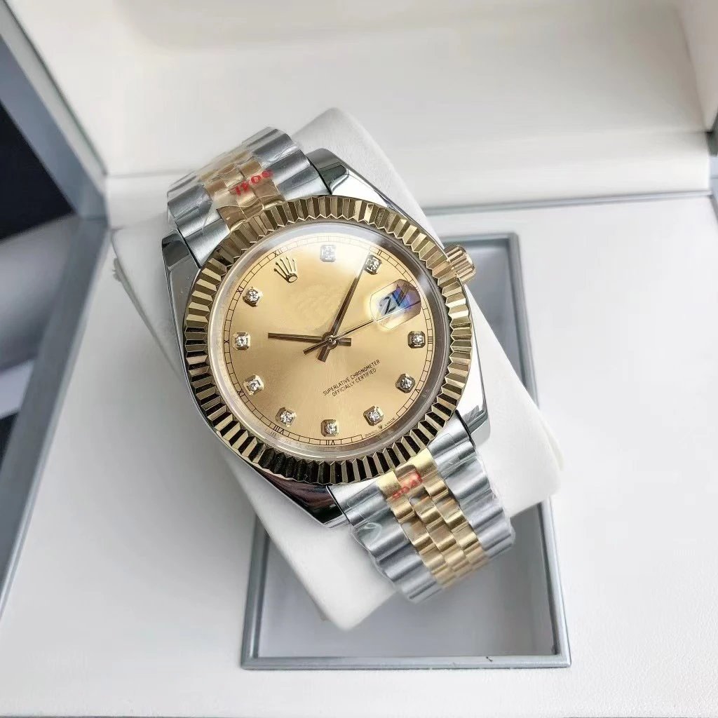 41MM log imitation mechanical running seconds movement fully automatic solid steel strap men’s watch waterproof luminous watch wholesale