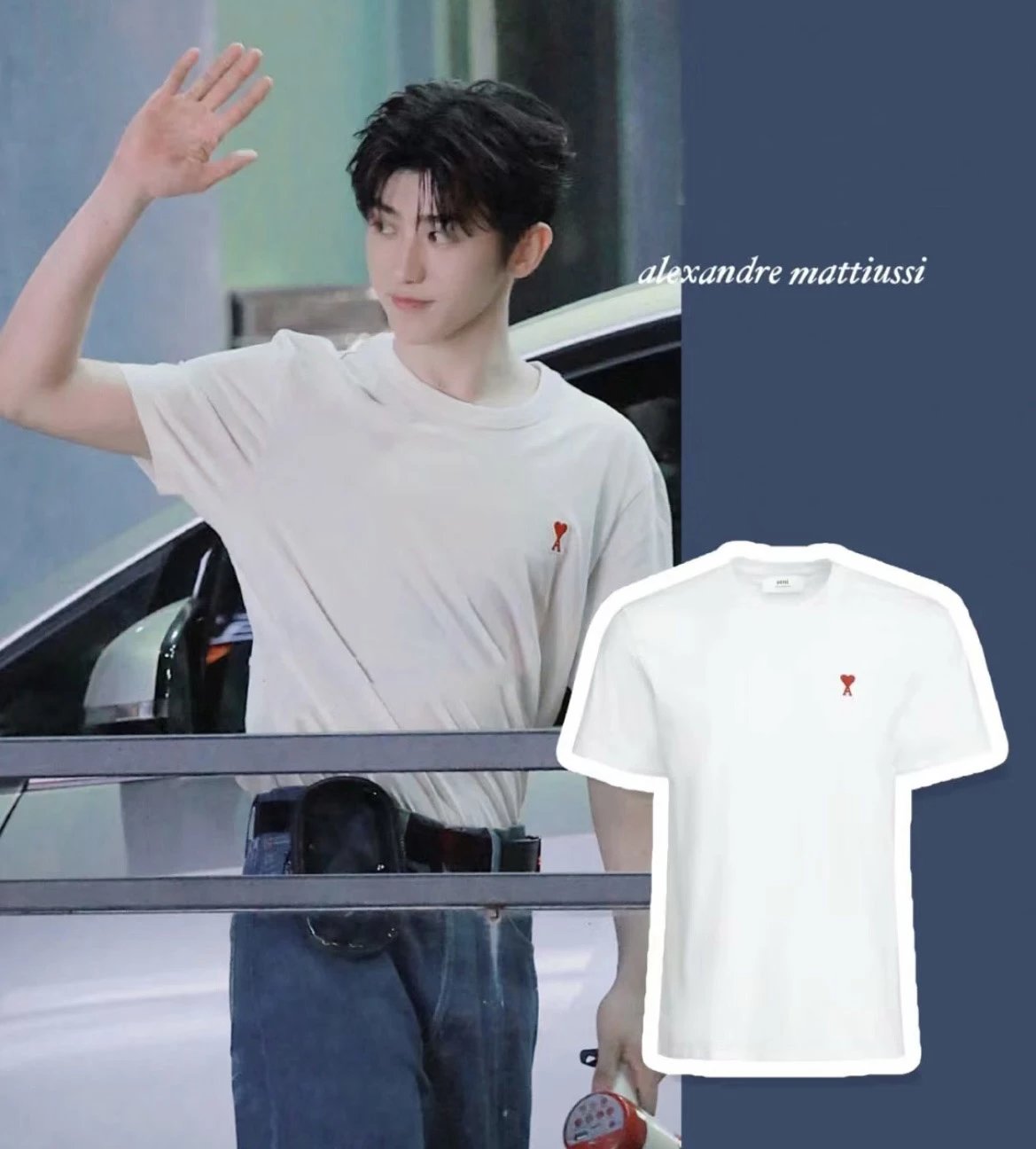 Round neck t-shirt candy color love embroidery short sleeve couple
