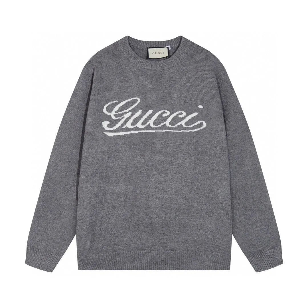 25 autumn and winter new trendy brand letter full body logo round neck knitted sweater men’s and women’s loose casual top