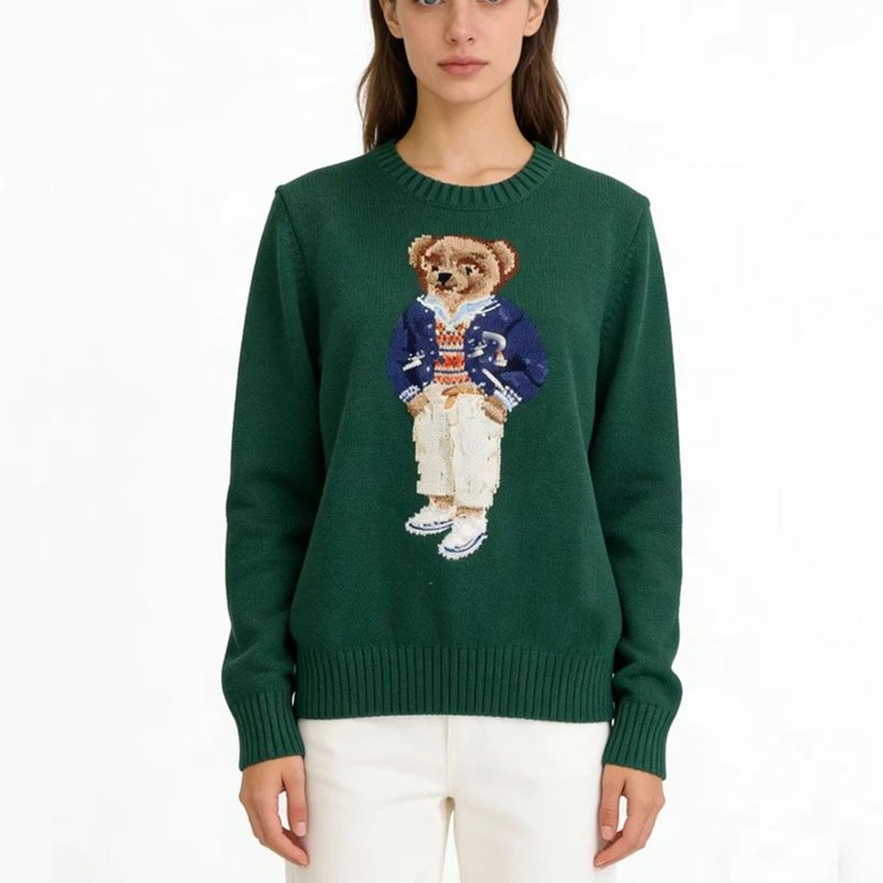 Ready delivery cartoon bear sweater letter sweater top women’s exquisite jacquard cartoon bear sweater high quality autumn and winter