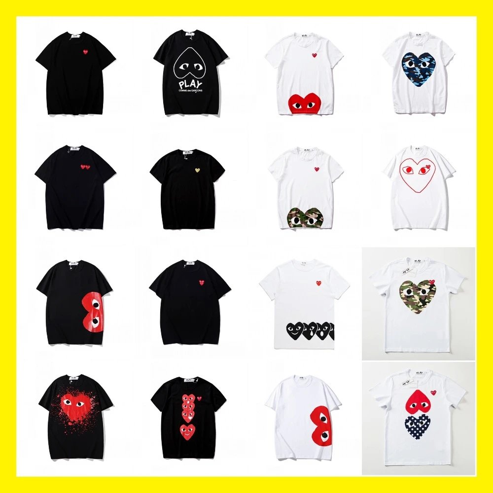 Foreign trade stars same trendy brand love embroidery short sleeve cotton red heart couple t-shirt long shirt sweater
