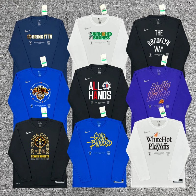 Training clothes, quick drying, long sleeve, NBA playoff basketball t-shirt, sports warm-up shooting