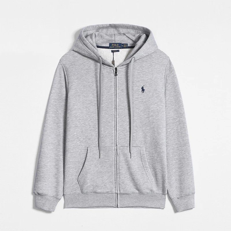 embroidered hoodie solid color jacket