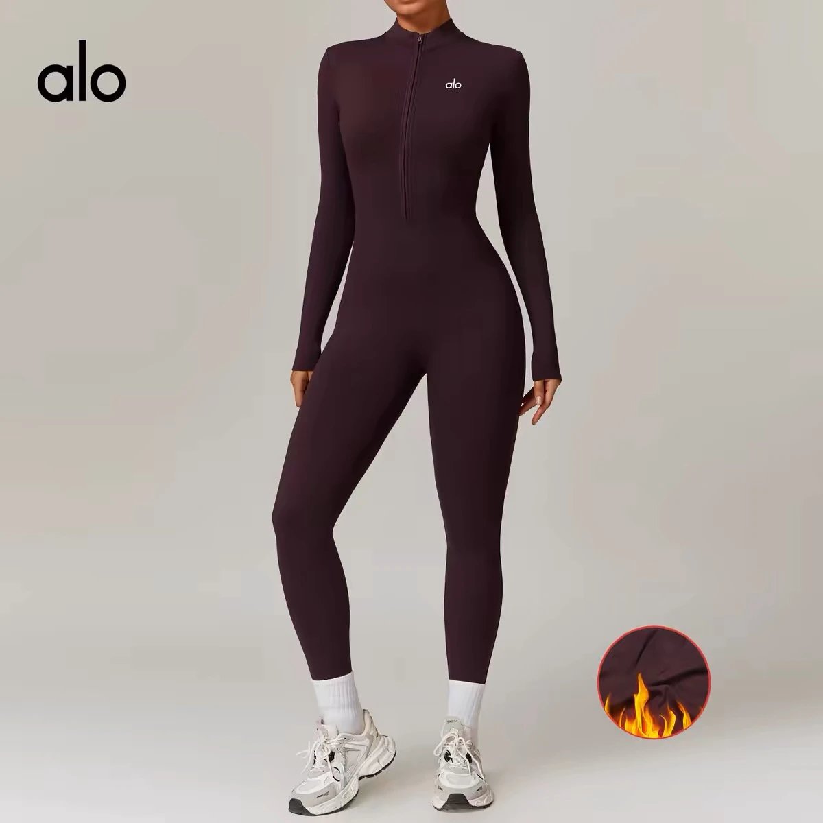 Warm fleece tight yoga suit women’s sports onesie quick-drying