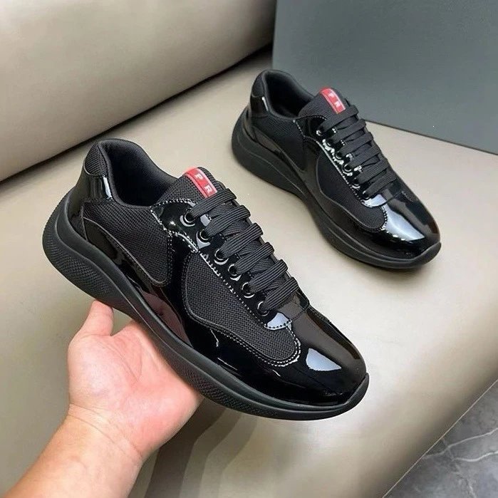 P Family European Station Foreign Trade Running Shoes Men’s Sneakers Couple Casual Shoes Patent Leather Shiny Cross-border Sneakers