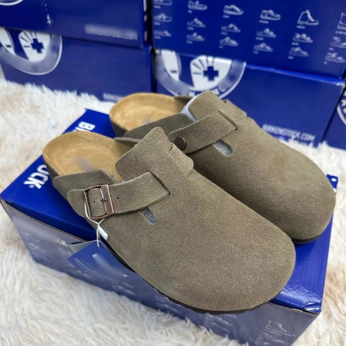 BK Birken shoes, real cowhide slippers, Baotou semi-slipper, spring and autumn sandals, slippers, same style for men and women, cork Borken shoes