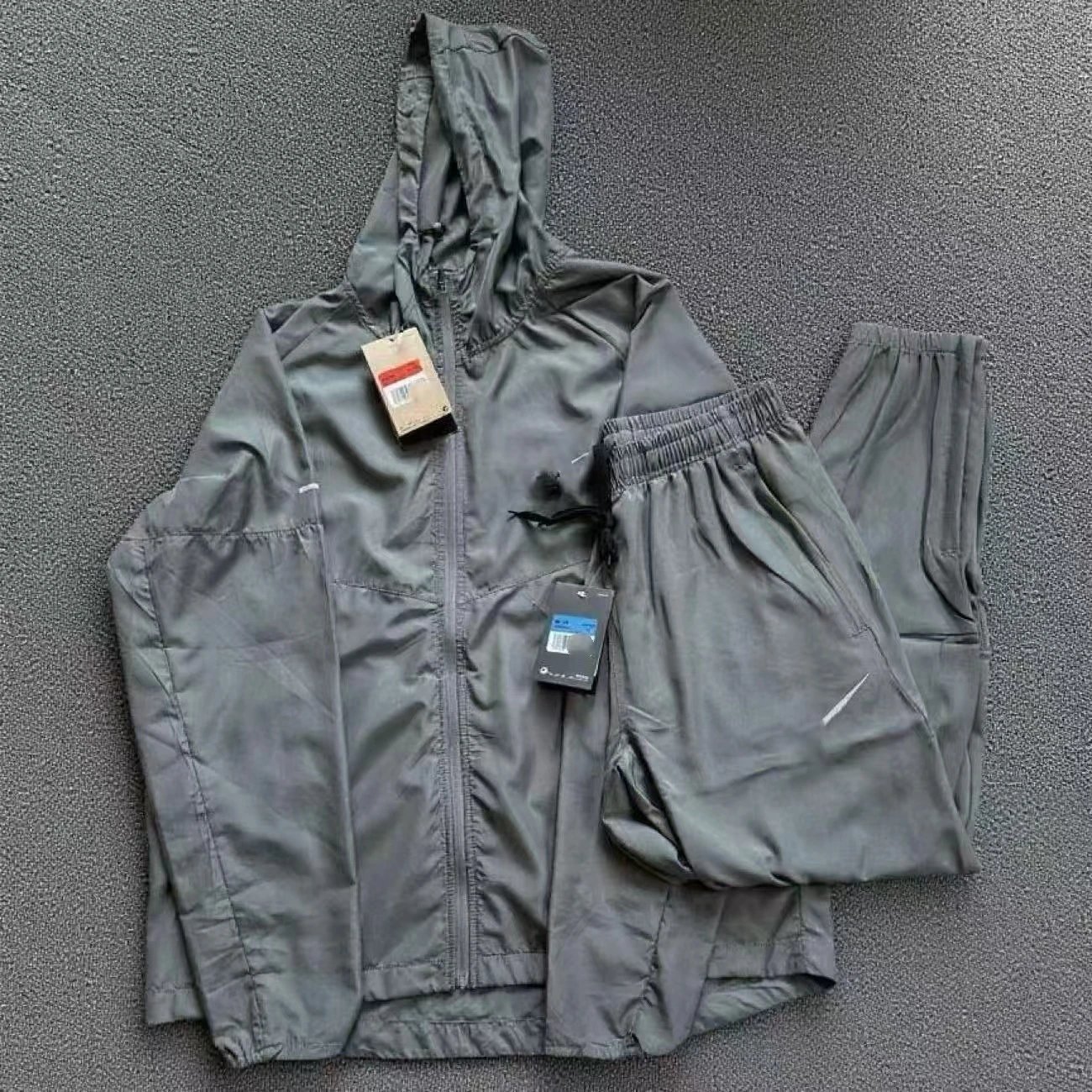 Ready-Stock Cross-border Quick-drying Breathable Sports Lightweight Woven Jacket Casual Hooded Loose Running Training Set