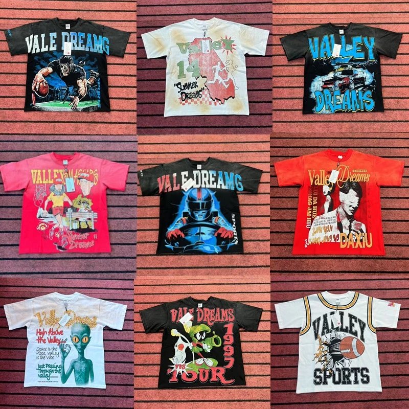 New summer style beautiful trendy retro character print high street loose casual washed distressed short sleeve t-shirt for men and women