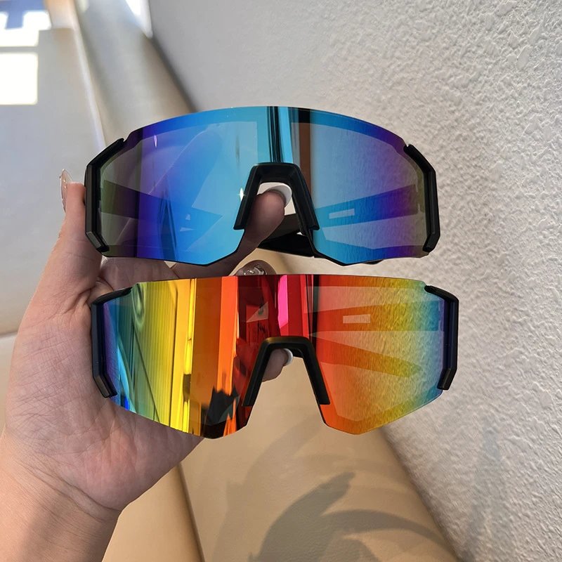 Korean version of square big face sunglasses, men’s cycling sunglasses, women’s outdoor sports bike, battery car, windproof goggles, wave
