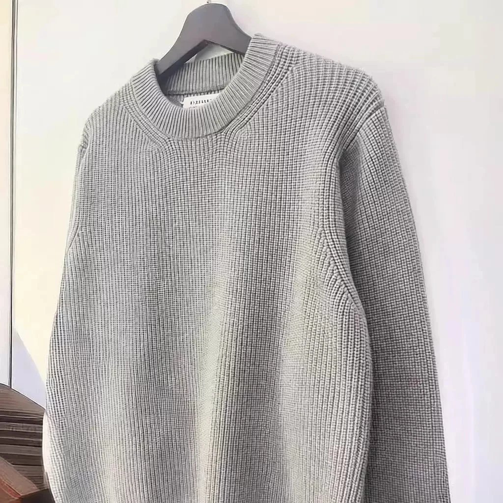 Four-corner stitching style 27YL solid color four-corner logo round neck sweater men’s pullover sweater men’s and women’s original