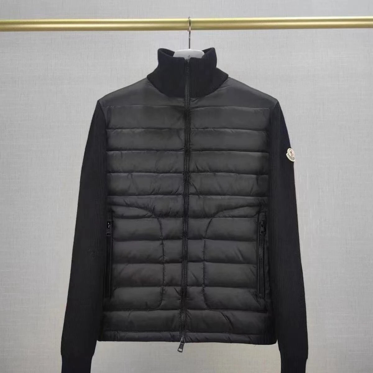 new knitted down jacket men’s patchwork white duck down collar casual cardigan sweater