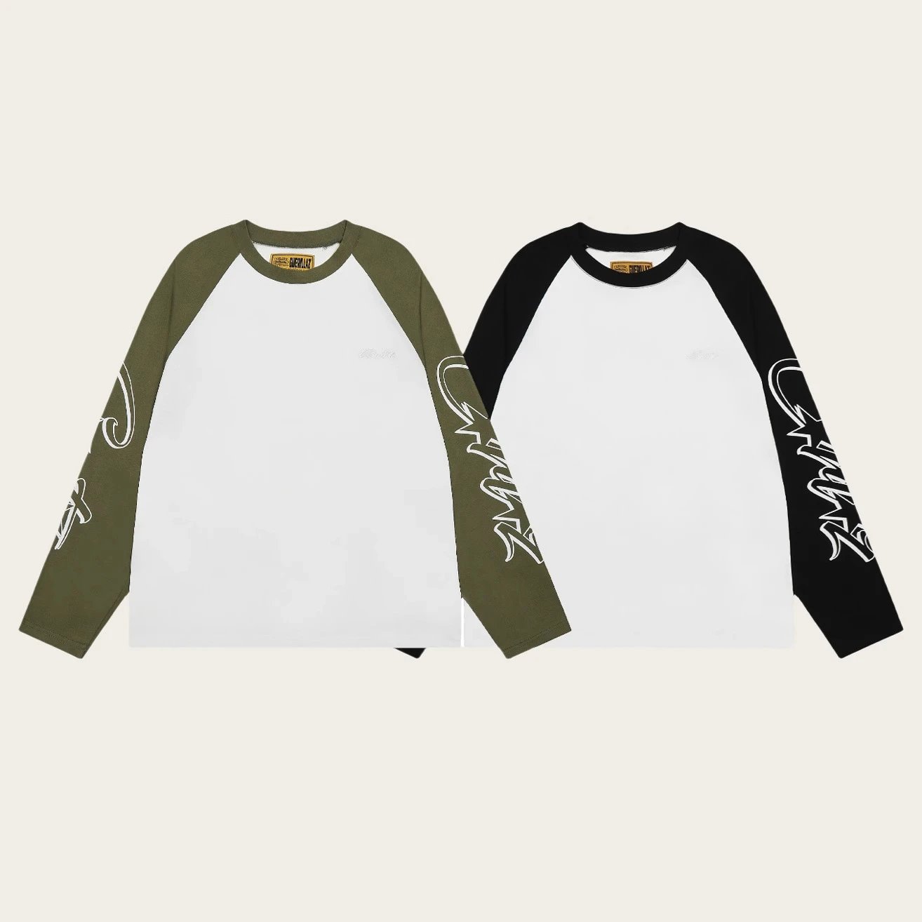 Corteiz Alcatraz Alcatraz Letter Embroidery Print Beauty High Street Casual Color Matching Raglan Long Sleeve T Shirt Trendy