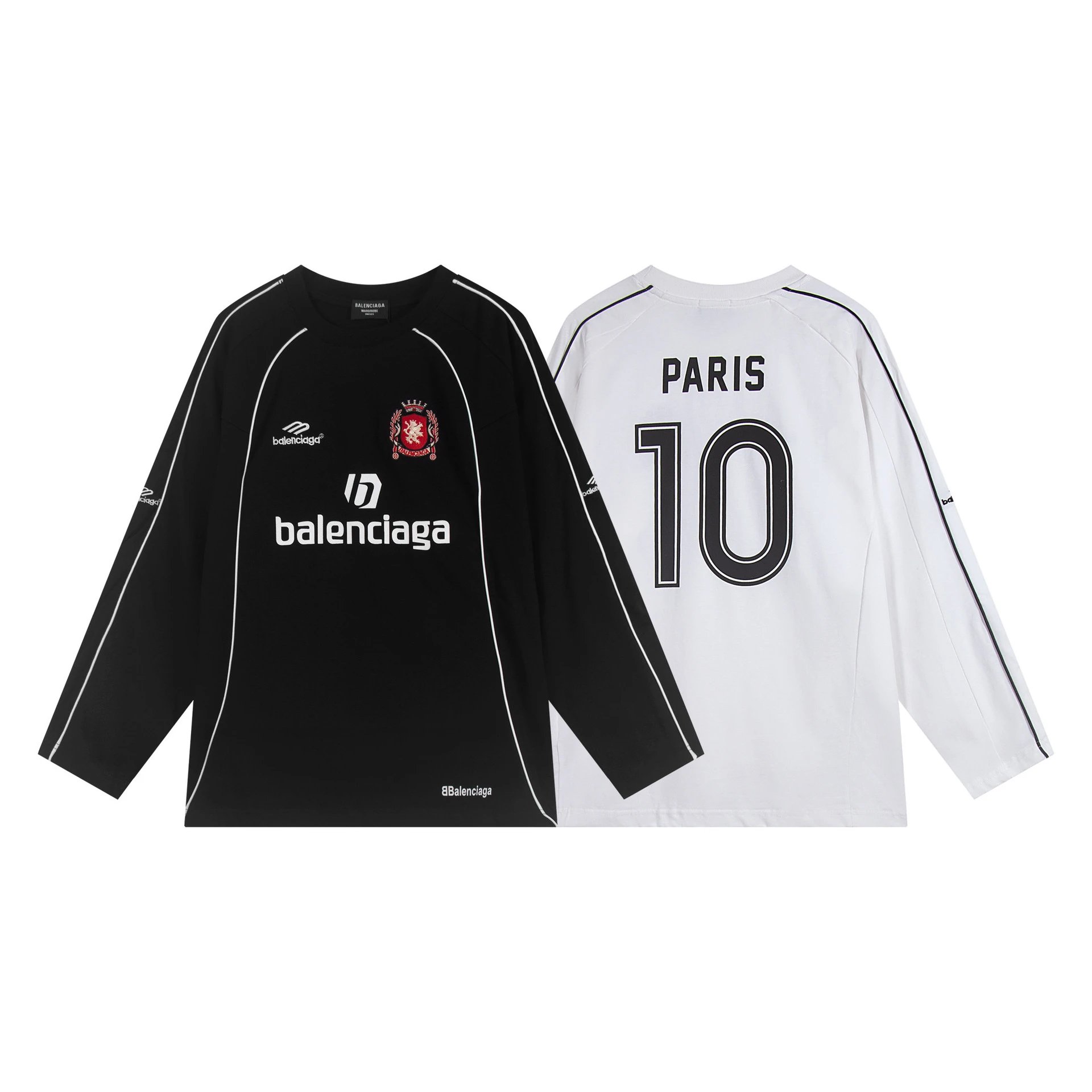 Cross-border trade wholesale spring and summer new style Paris B family Manchester United round neck long sleeve jersey t-shirt for couples, same style for men and women