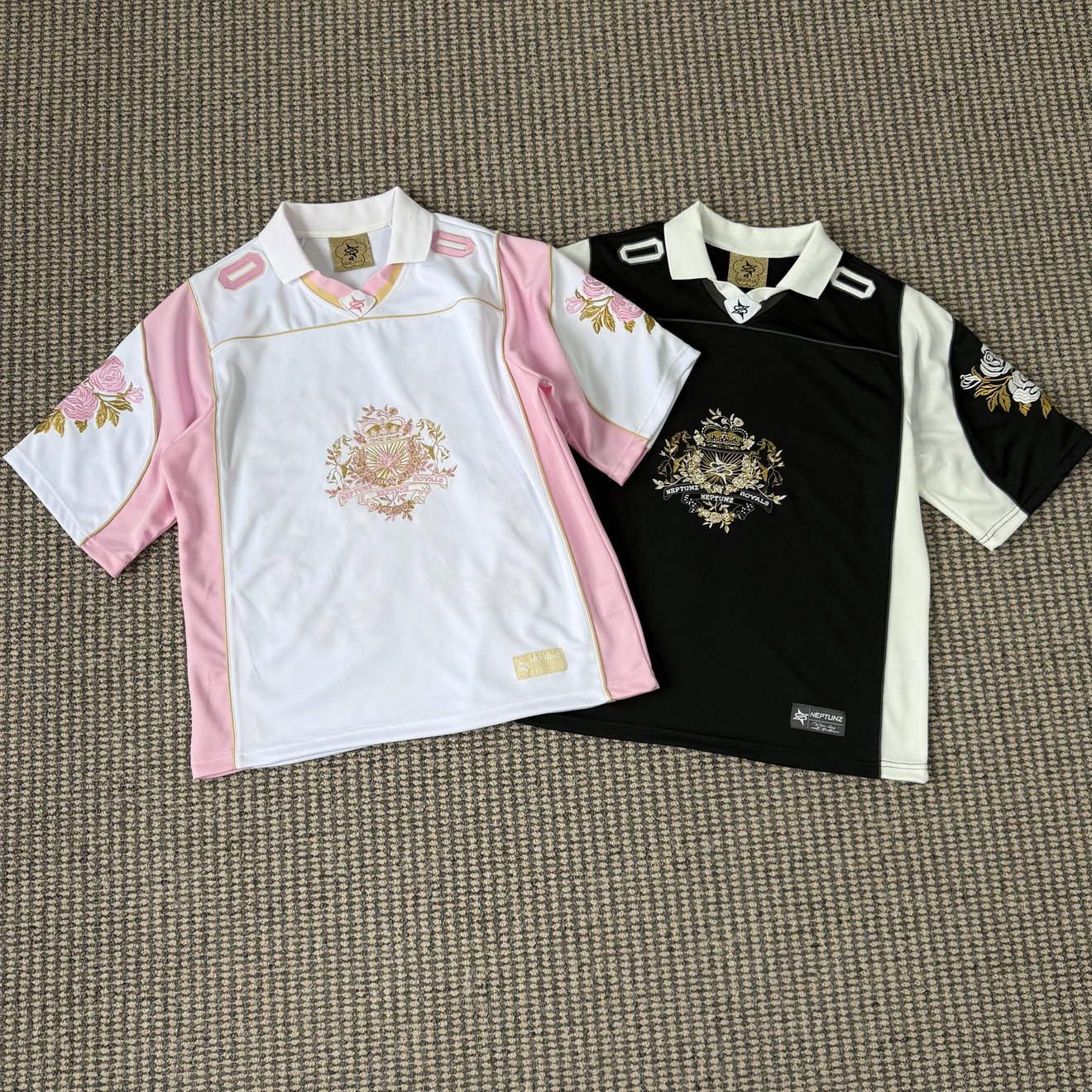 NP-flower embroidered jersey short sleeve