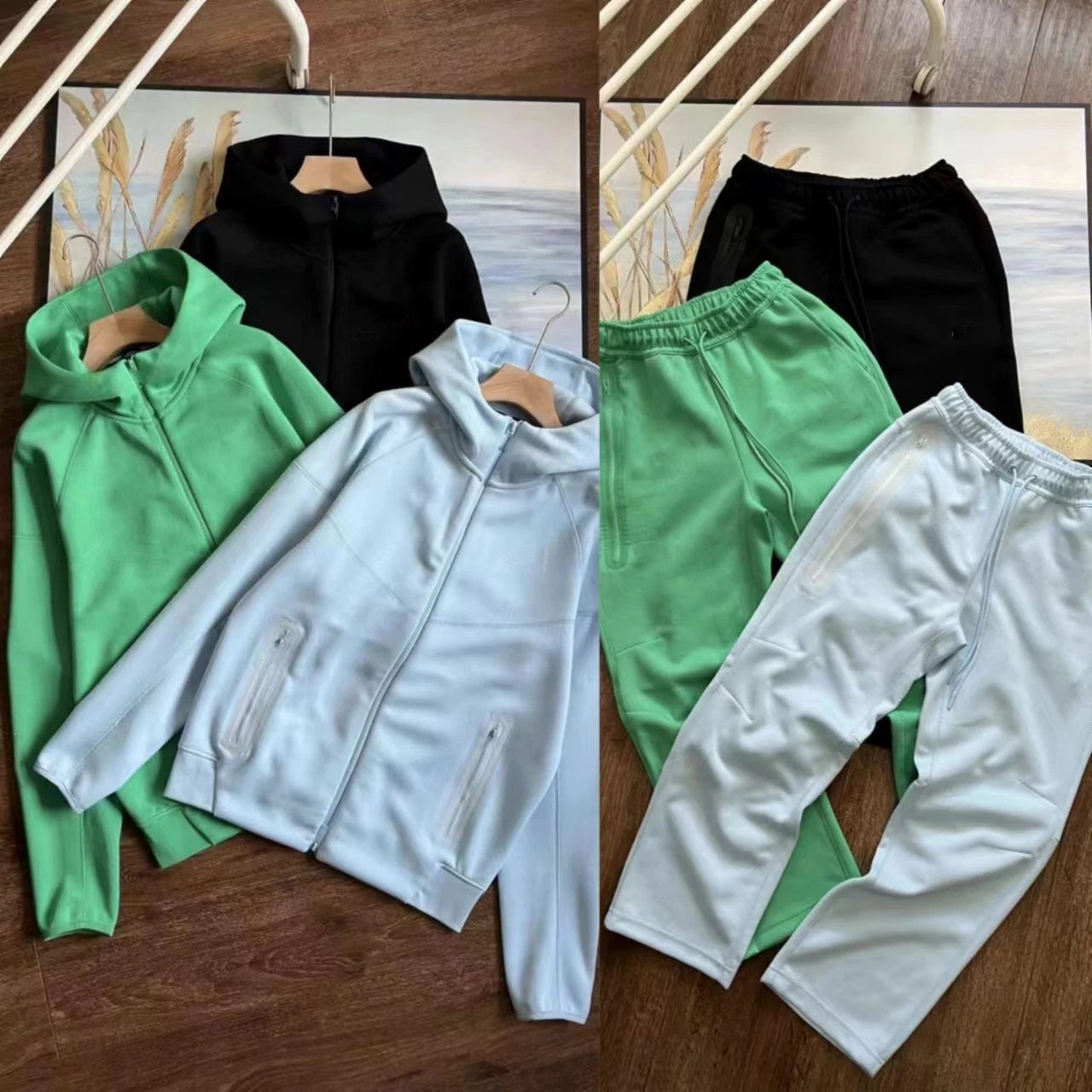 [DX38] Spring and Autumn New Casual Sports Air Layer Hooded Jacket Jacket and Sweatpants Set