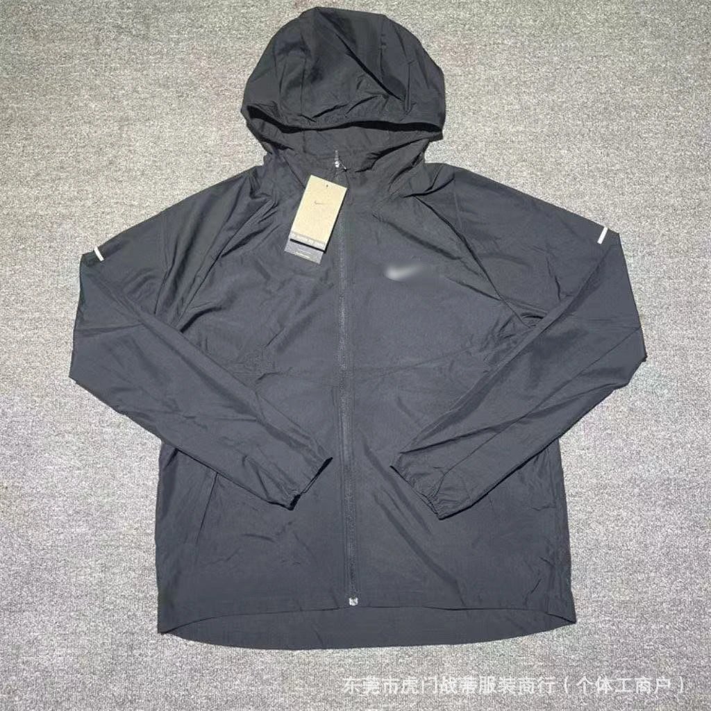 High-version quick-drying breathable sports lightweight woven ice silk jacket casual hooded loose running training suit