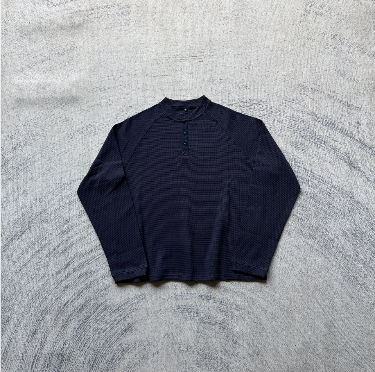 FM navy blue wash waffle long sleeve