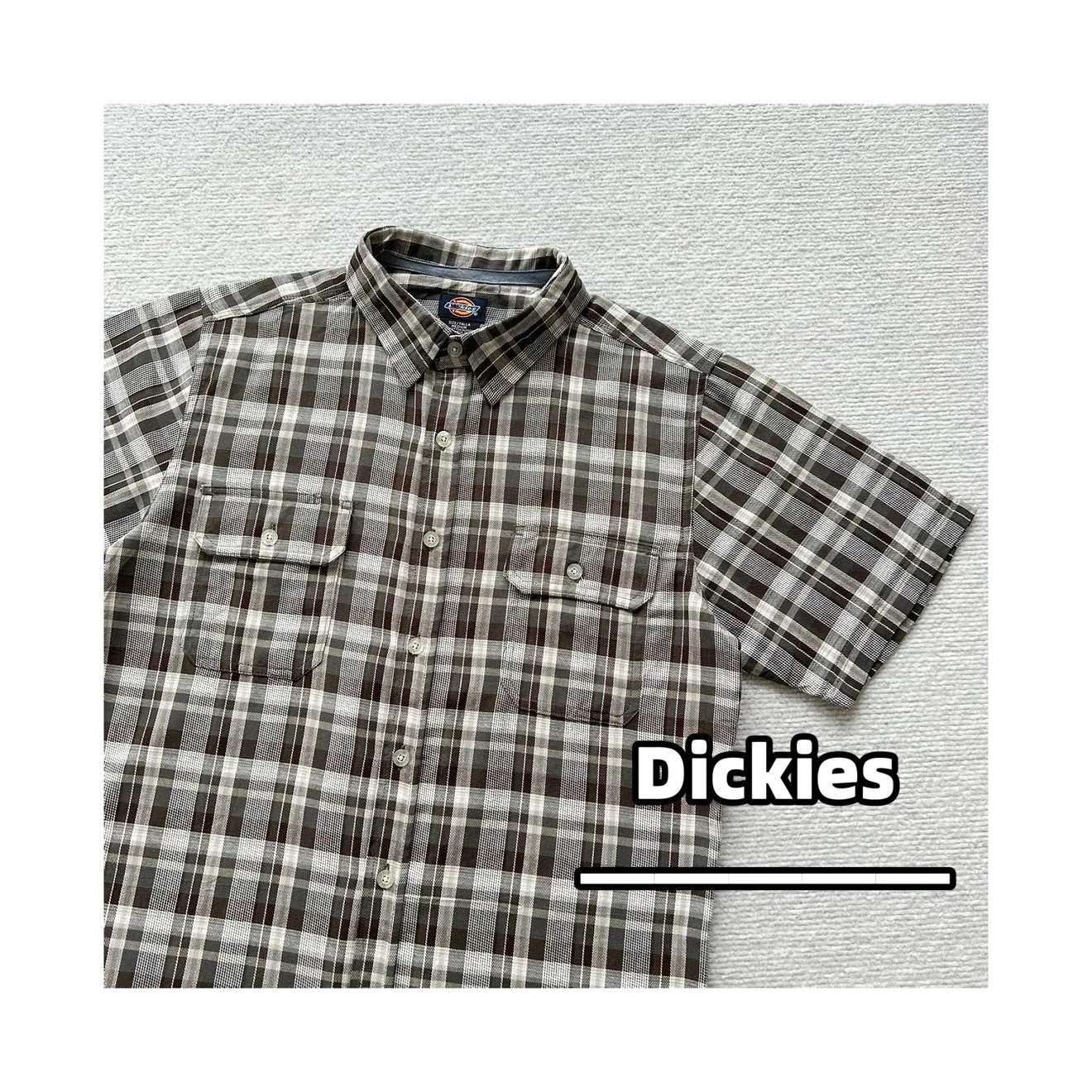 Real cabbage price #【原单好货】DKS classic plaid double pocket cotton washed short sleeve shirt for men and women
