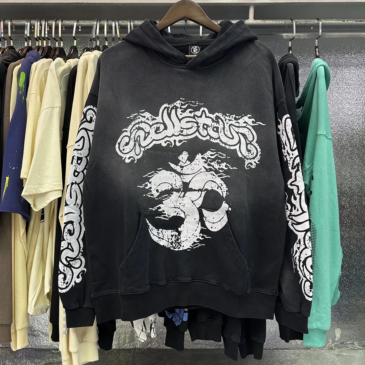Couple Washed Print Short Sleeve T Shirt 250g 2