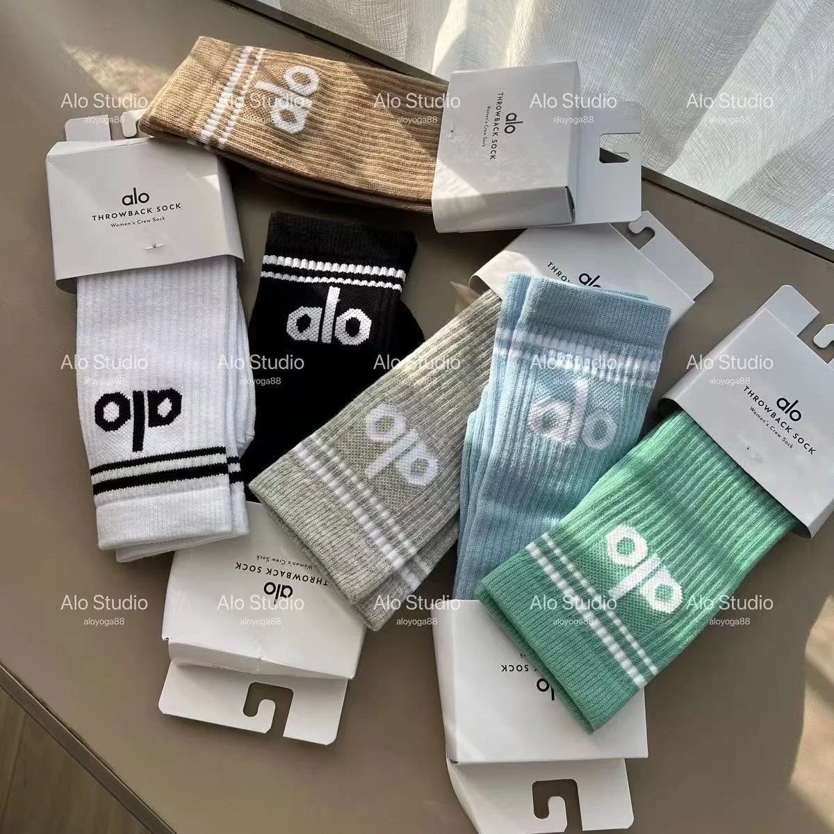 alo individually wrapped yoga socks, long, medium, short socks, spring and summer running socks, combed cotton