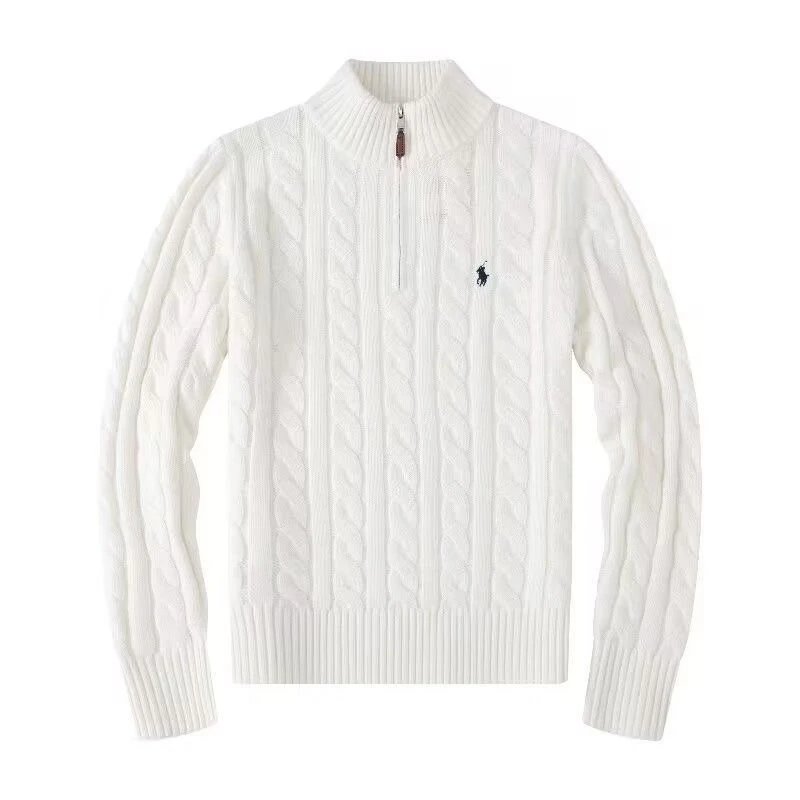 [DX19] sweater autumn and winter thick stand collar half-height zipper twist knit
