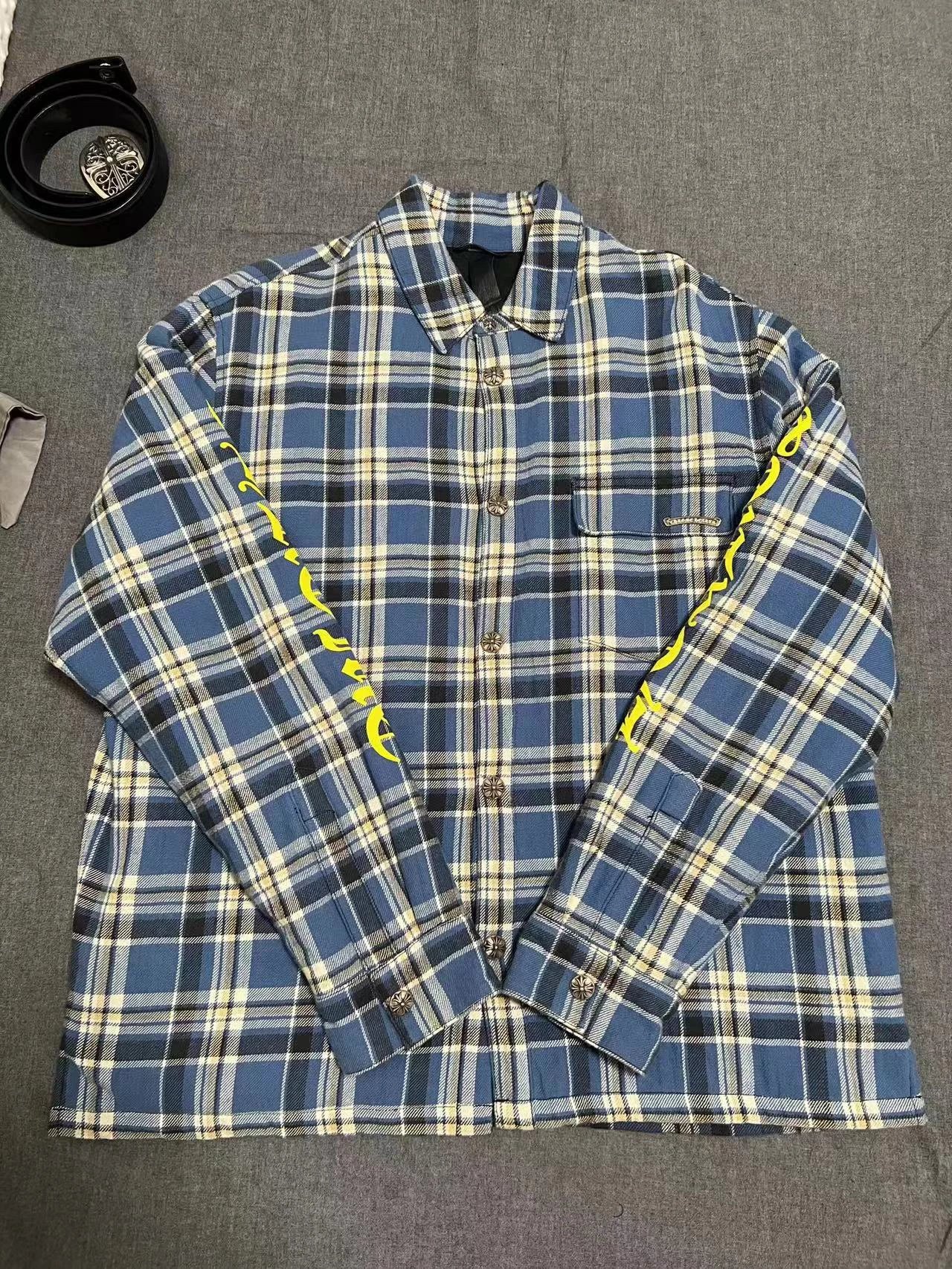 (In stock) Autonomous double 12-channel crochet padded jacket chrome Sanskrit flower arm green plaid shirt padded jacket in stock, no after-sales