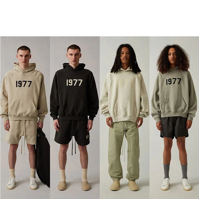 GPZ202SS hooded sweater 1977 flocked ESSFOG new fleece trendy brand cross-border hot sale