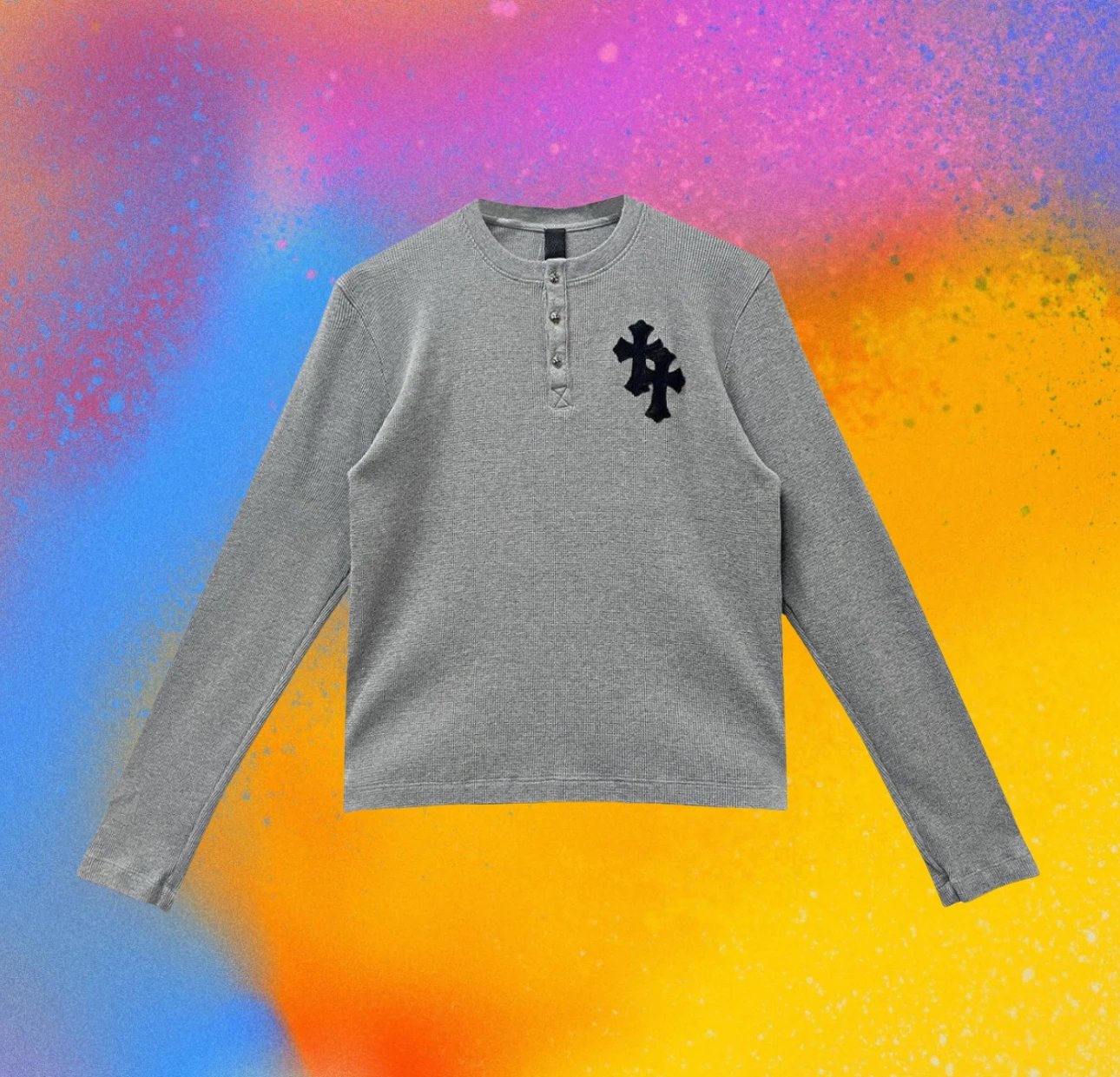 (In Stock) Autonomous CH Waffle Henry Collar Gray Long Sleeve/Imported Lambskin/Thick Silver Plated Hardware/Specially Arranged Waffle Fabric/Medium Fit