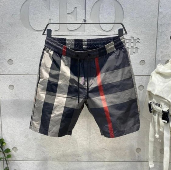 New summer men’s shorts beach pants sports casual pants simple digital printing workwear plaid pants men