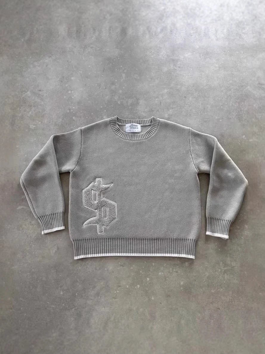 Cross-border European and American retro street casual loose long-sleeved top autumn and winter warm pullover round neck knitted sweater men