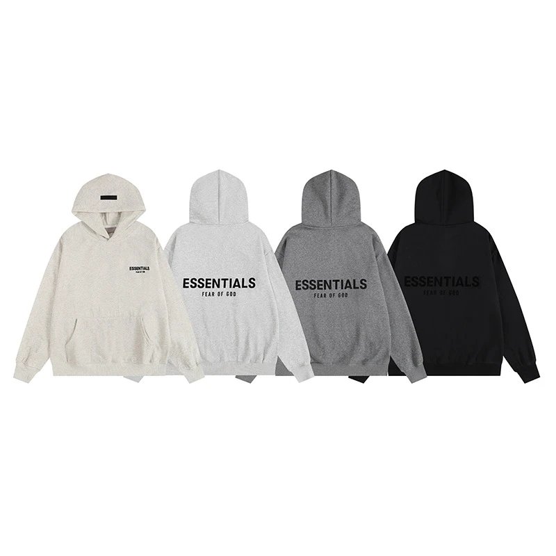 New FEAR OF GOD ESSENTIALS flocked letter casual loose fleece hooded sweatshirt trendy for men and women