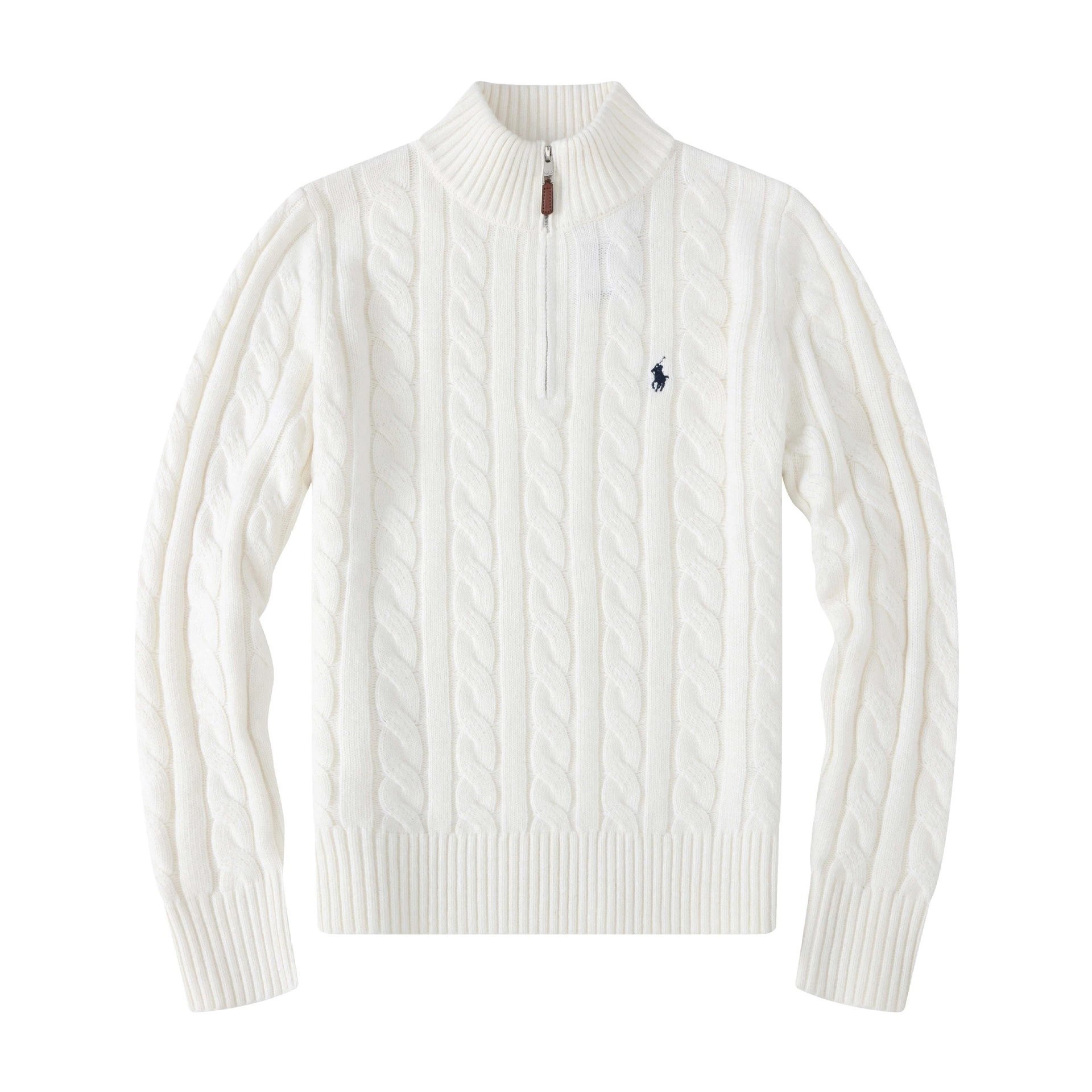 Pony men’s autumn and winter cardigan sweater men’s stand-up collar half-height zipper twist knit sweater