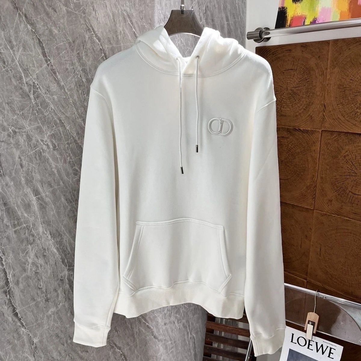 high end embroidery letter hoodie