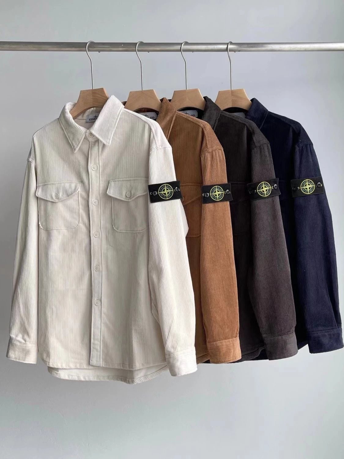 Spring and autumn corduroy jacket retro loose casual all-match shirt long sleeve unisex high street fashion